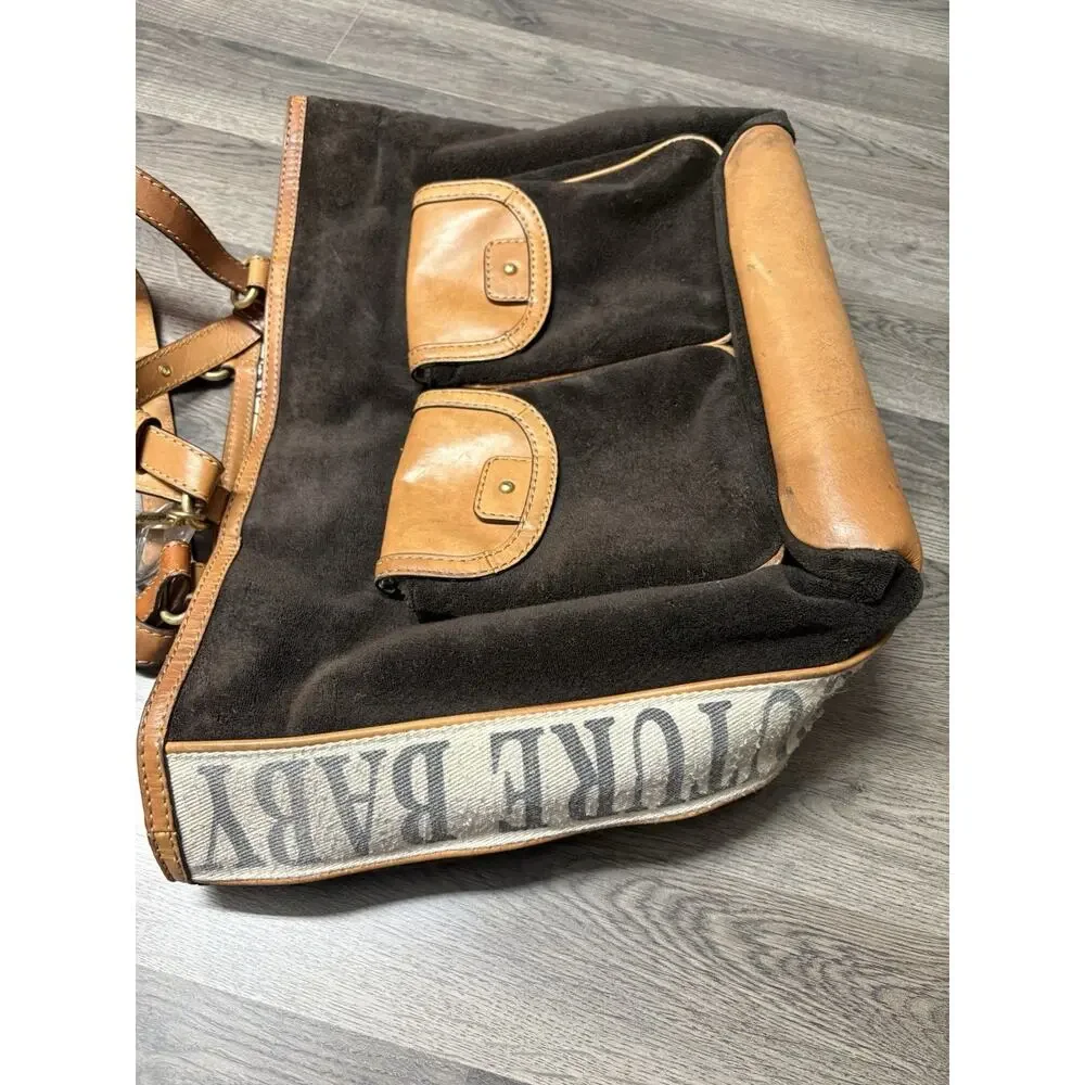 Juicy Couture Baby Brown Suede Leather Diaper Bag Tote Purse